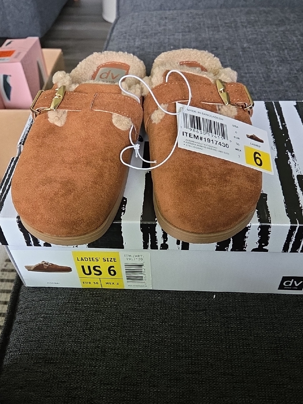 DV by Dolce Vita Rust Suede Shearling Slip-On Clogs